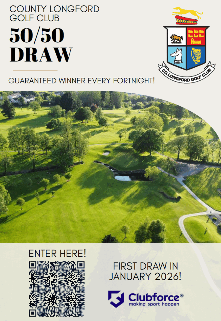 county longford golf club 50/50 lotto draw with qr code